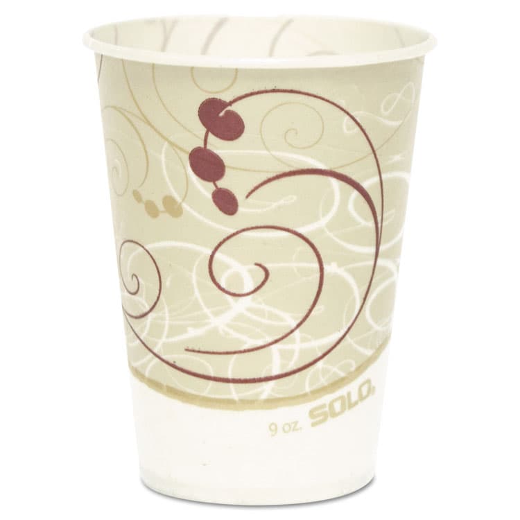DART Symphony Design Wax-Coated Paper Cold Cups, ProPlanet Seal, 9 oz, White/Beige/Red, 100/Sleeve, 20 Sleeves/Carton (SCCR9NSYM)