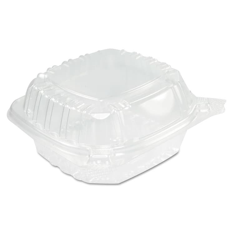 DART ClearSeal Hinged-Lid Plastic Containers, Sandwich Container, 13.8 oz, 5.4 x 5.3 x 2.6, Clear, Plastic, 500/Carton (DCCC53PST1)