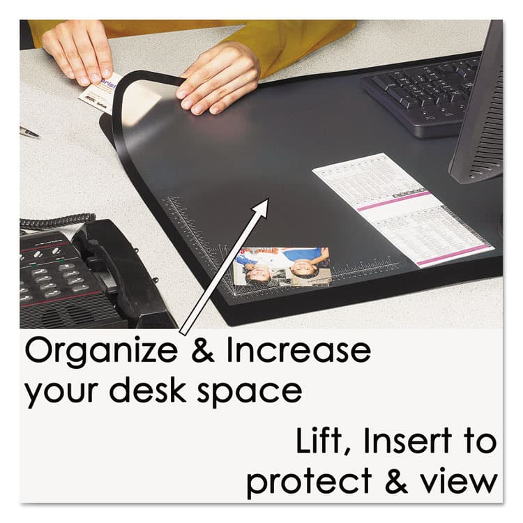 ARTISTIC LLC Desk Pad with Transparent Frost Lift-Top Overlay, Antimicrobial Product Protection, 24" x 19", Black (AOP41100S) thumbnail 2