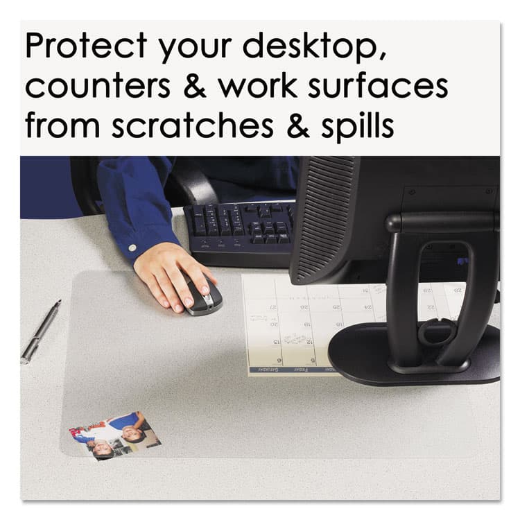 ARTISTIC LLC KrystalView Desk Pad with Antimicrobial Protection. Matte Finish, 17" x 12", Clear (AOP60740MS) thumbnail 3