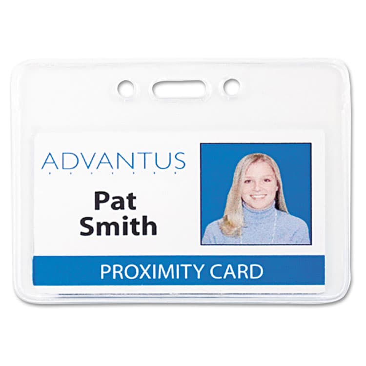 ADVANTUS CORPORATION Proximity ID Badge Holders, Horizontal, Clear 3.75" x 3" Holder, 3.5" x 2.25" Insert, 50/Pack (AVT75450) thumbnail 2
