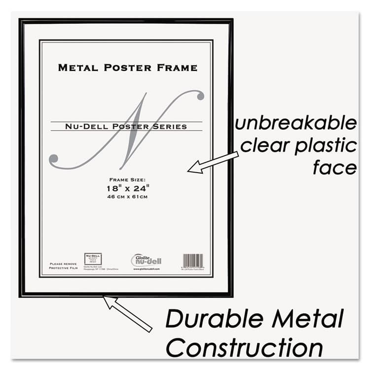 NU-DELL MANUFACTURING Metal Poster Frame, Plastic Face, 18 x 24, Black (NUD31222) thumbnail 2