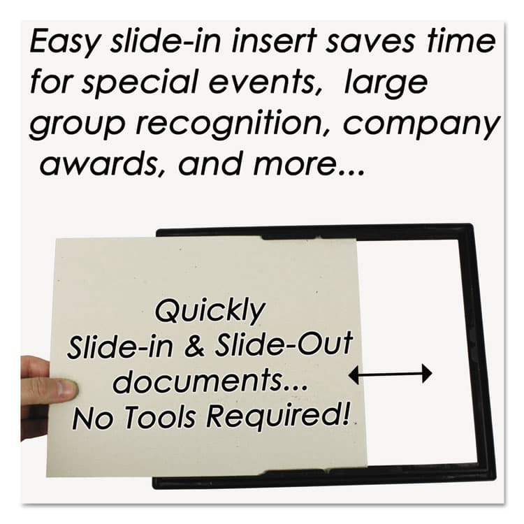 NU-DELL MANUFACTURING EZ Mount Document Frame with Trim Accent and Plastic Face, Plastic, 8.5 x 11 Insert, Black/Gold (NUD11880) thumbnail 3