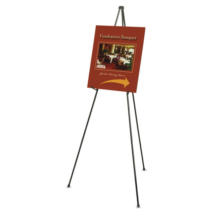 QUARTET MFG. Heavy-Duty Adjustable Instant Easel Stand, 63" Tall, Metal, Black, Supports Up to 10 lb (QRT27E)