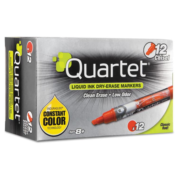 QUARTET MFG. EnduraGlide Dry Erase Marker, Broad Chisel Tip, Red, Dozen (QRT50014M) thumbnail 2