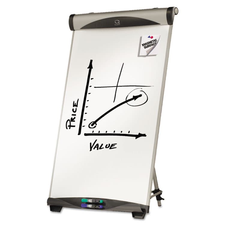 QUARTET MFG. Euro Magnetic Presentation Easel, 27" x 39", White Surface, Satin Aluminum Frame (QRTEU500E) thumbnail 4