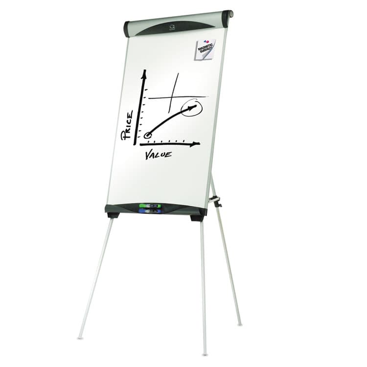 QUARTET MFG. Euro Magnetic Presentation Easel, 27" x 39", White Surface, Satin Aluminum Frame (QRTEU500E) thumbnail 3