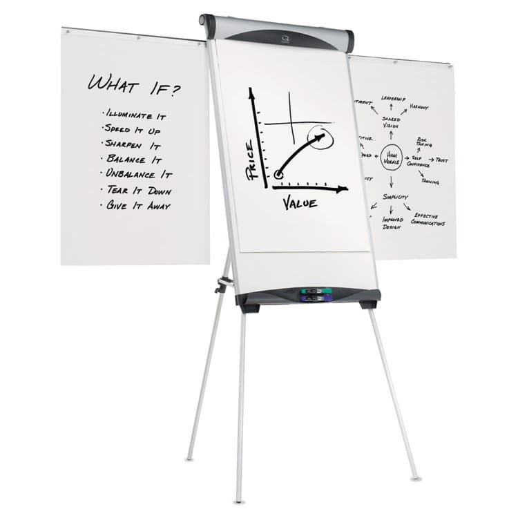 QUARTET MFG. Euro Magnetic Presentation Easel, 27" x 39", White Surface, Satin Aluminum Frame (QRTEU500E) thumbnail 2