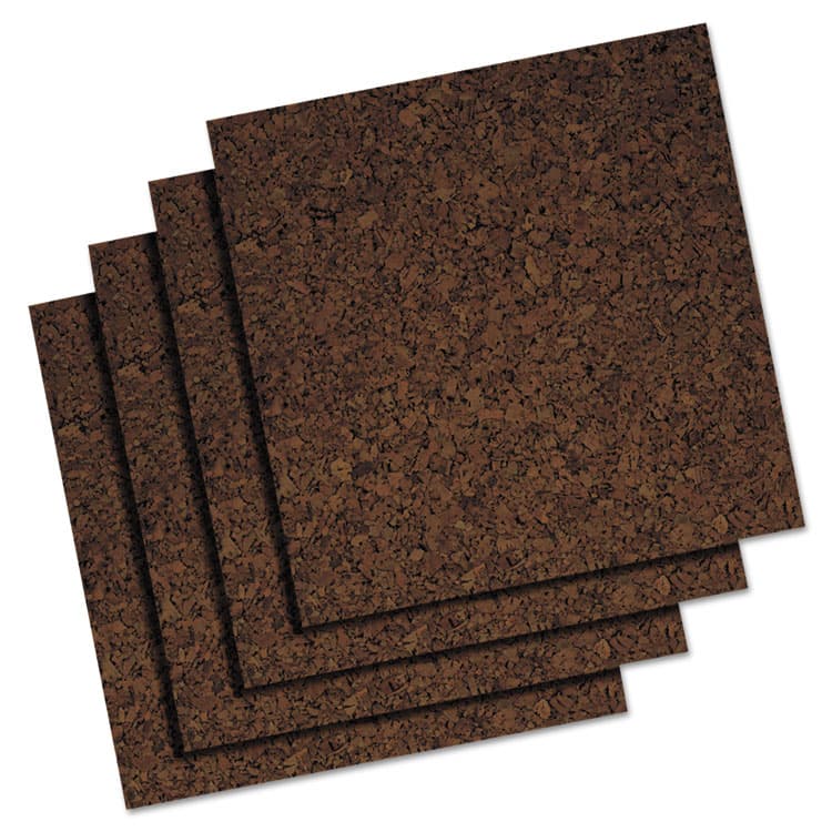 QUARTET MFG. Cork Panels, 12" x 0.38" x 12", Brown, 4/Pack (QRT101)