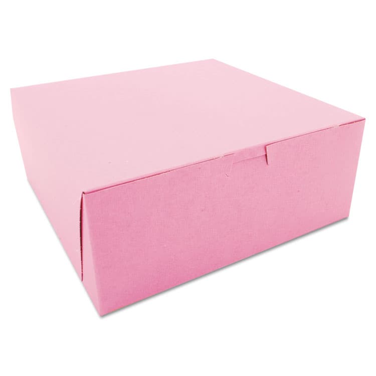 SOUTHERN CHAMPION TRAY Pink One-Piece Non-Window Bakery Box, 10 x 10 x 4, Pink, Paper, 100/Carton (SCH0873)