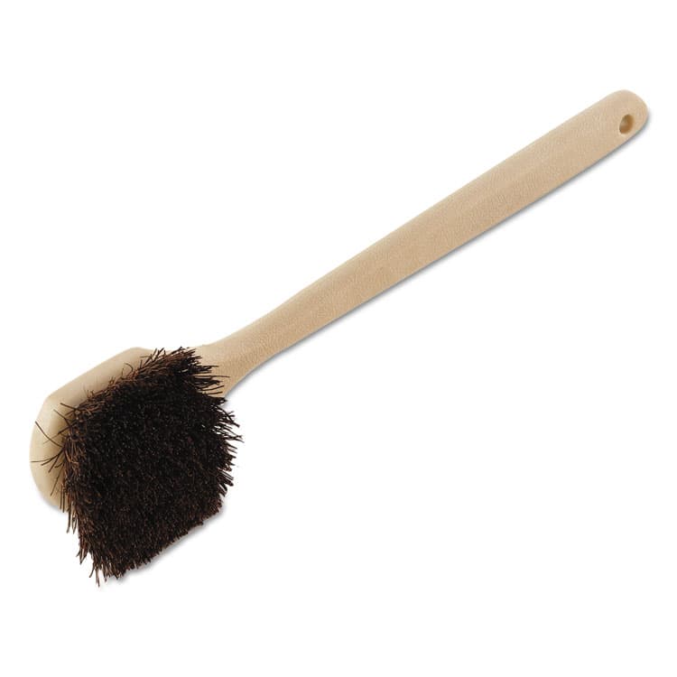 BOARDWALK Utility Brush, Brown Palmyra Fiber Bristles, 5.5" Brush, 14.5" Tan Plastic Handle (BWK4120)