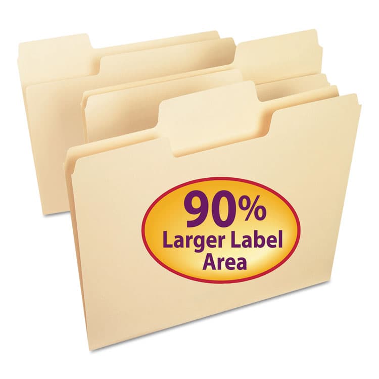SMEAD MANUFACTURING CO. SuperTab Top Tab File Folders, 1/3-Cut Tabs: Assorted, Letter Size, 0.75" Expansion, 11-pt Manila, 100/Box (SMD10301) thumbnail 2