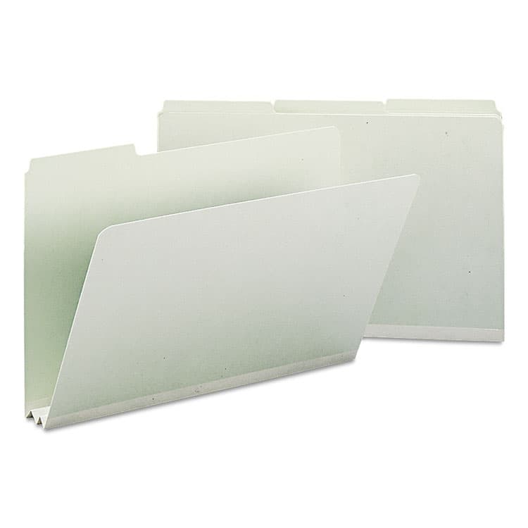 SMEAD MANUFACTURING CO. Expanding Recycled Heavy Pressboard Folders, 1/3-Cut Tabs: Assorted, Legal Size, 2" Expansion, Gray-Green, 25/Box (SMD18234) thumbnail 2