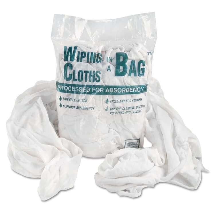 GEN Bag-A-Rags Reusable Wiping Cloths, Cotton, White, 1 lb Pack (UFSN250CW01)