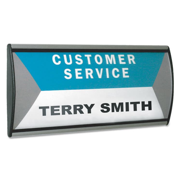 ADVANTUS CORPORATION People Pointer Wall/Door Sign, Aluminum Base, 8.75 x 4, Black/Silver (AVT75390) thumbnail 2