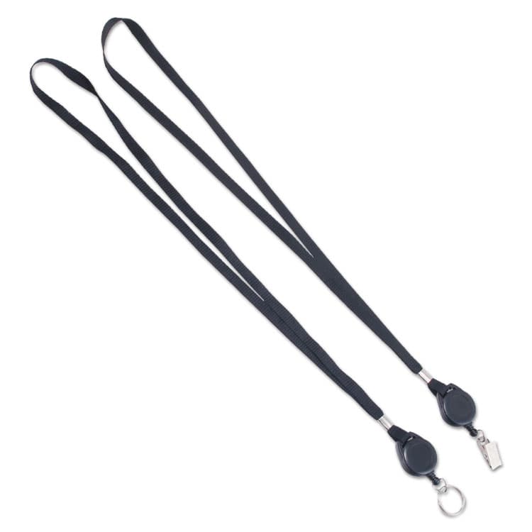 ADVANTUS CORPORATION Lanyards with Retractable ID Reels, Metal Split Ring Fastener, 34" Long, Black, 12/Pack (AVT75547) thumbnail 3