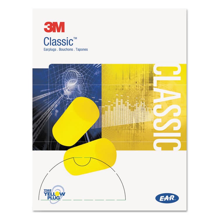 3M/COMMERCIAL TAPE DIV. E-A-R Classic Small Earplugs in Pillow Paks, Cordless, PVC Foam, Yellow, 200 Pairs/Box (MMM3101103)