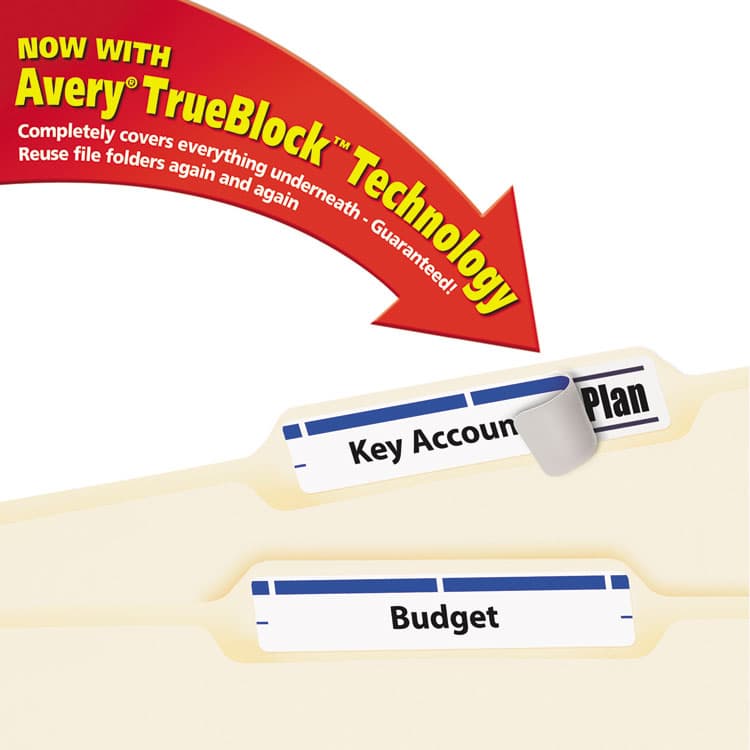 AVERY PRODUCTS CORPORATION Permanent TrueBlock File Folder Labels with Sure Feed Technology, 0.66 x 3.44, Blue/White, 30/Sheet, 50 Sheets/Box (AVE5766) thumbnail 3