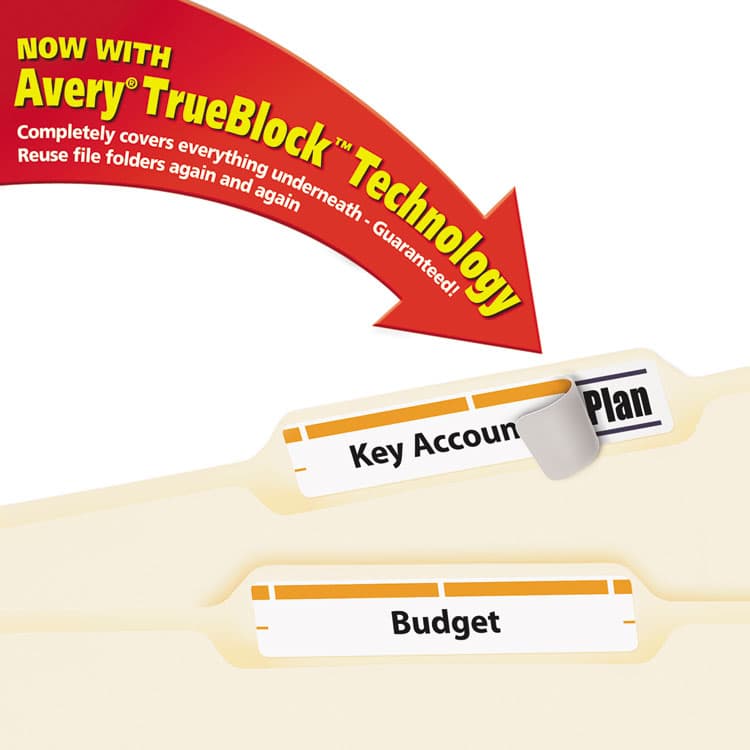 AVERY PRODUCTS CORPORATION Permanent TrueBlock File Folder Labels with Sure-Feed Technology, 0.66" x 3.44", White, 30/Sheet, 25 Sheets/Pack (AVE5166) thumbnail 3