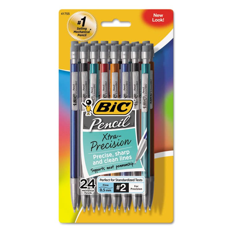BIC CORP. Xtra-Precision Mechanical Pencil Value Pack, 0.5 mm, HB (#2), Black Lead, Assorted Barrel Colors, 24/Pack (BICMPLMFP241)