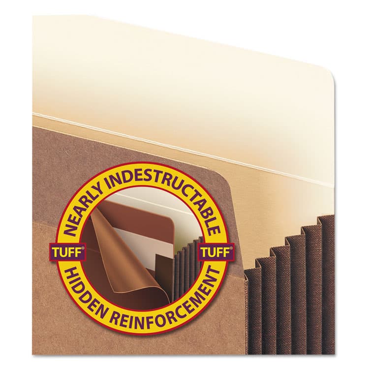 SMEAD MANUFACTURING CO. Redrope TUFF Pocket Drop-Front File Pockets with Fully Lined Gussets, 5.25" Expansion, Legal Size, Redrope, 10/Box (SMD74390) thumbnail 3