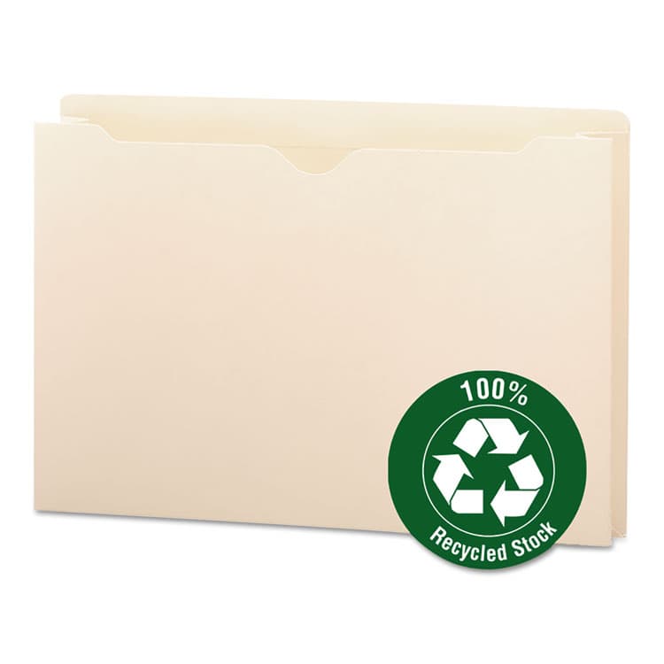 SMEAD MANUFACTURING CO. 100% Recycled Top Tab File Jackets, Straight Tab, Legal Size, Manila, 50/Box (SMD75607)