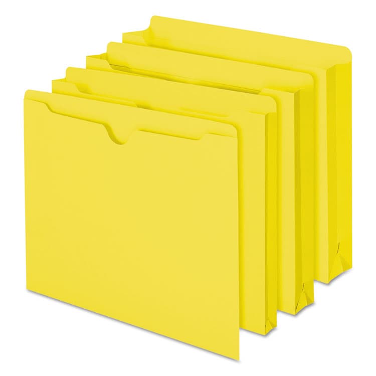 SMEAD MANUFACTURING CO. Colored File Jackets with Reinforced Double-Ply Tab, Straight Tab, Letter Size, Yellow, 100/Box (SMD75511) thumbnail 4