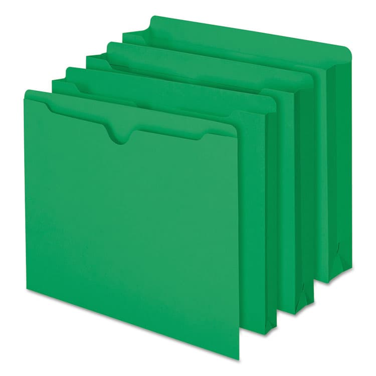 SMEAD MANUFACTURING CO. Colored File Jackets with Reinforced Double-Ply Tab, Straight Tab, Letter Size, Green, 100/Box (SMD75503) thumbnail 4