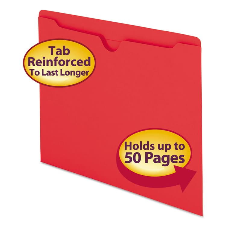 SMEAD MANUFACTURING CO. Colored File Jackets with Reinforced Double-Ply Tab, Straight Tab, Letter Size, Red, 100/Box (SMD75509)