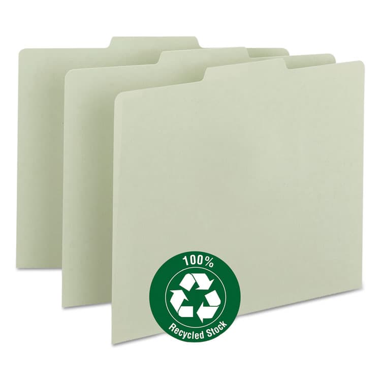 SMEAD MANUFACTURING CO. Recycled Blank Top Tab File Guides, 1/3-Cut Top Tab, Blank, 8.5 x 11, Green, 100/Box (SMD50334)