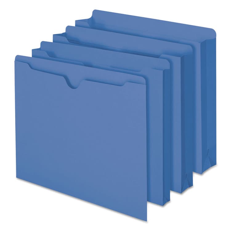 SMEAD MANUFACTURING CO. Colored File Jackets with Reinforced Double-Ply Tab, Straight Tab, Letter Size, Blue, 100/Box (SMD75502) thumbnail 4