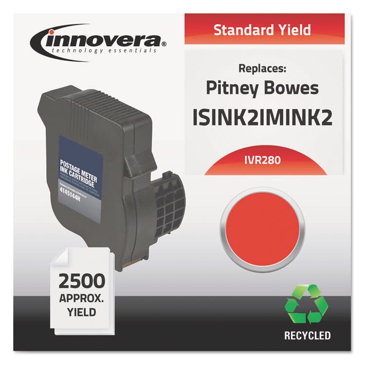 INNOVERA Remanufactured Red Postage Meter Ink, Replacement for IM-280 (ISINK2IMINK2), 2,500 Page-Yield (IVR280)