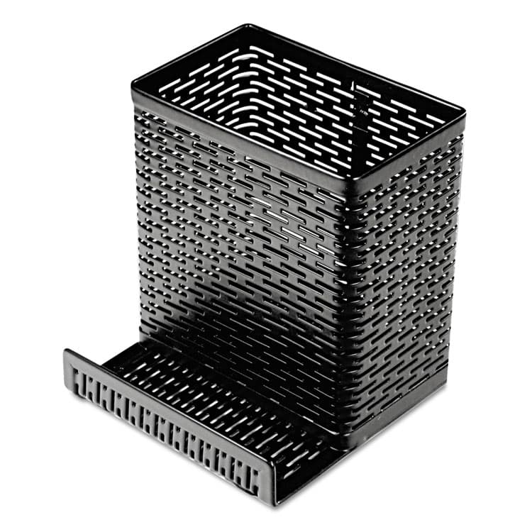 ARTISTIC LLC Urban Collection Punched Metal Pencil Cup/Cell Phone Stand, Perforated Steel, 3.5 x 3.5, Black (AOPART20014)