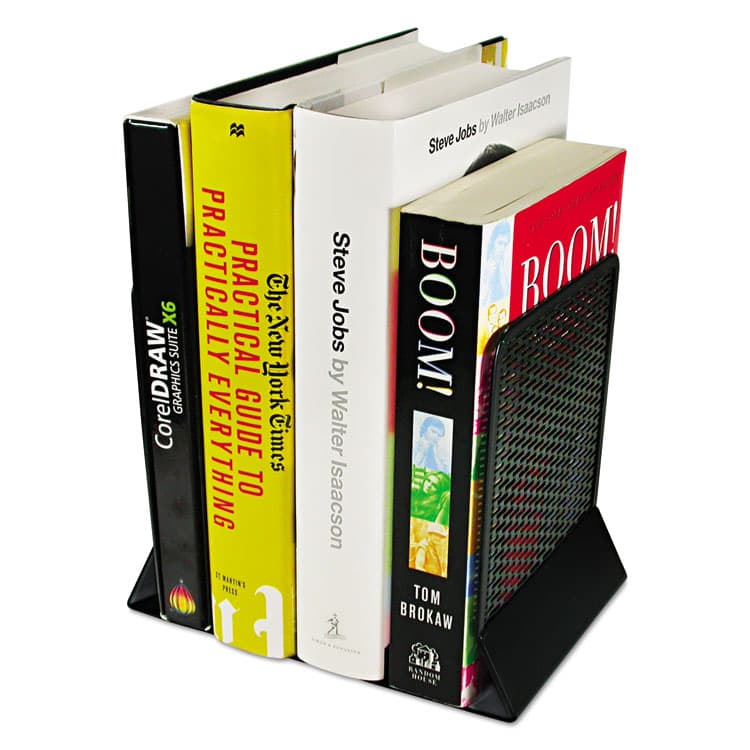 ARTISTIC LLC Urban Collection Punched Metal Bookends, Nonskid Base, 5.5 x 6.5 x 6.5, Perforated Steel, Black, Pair (AOPART20008)