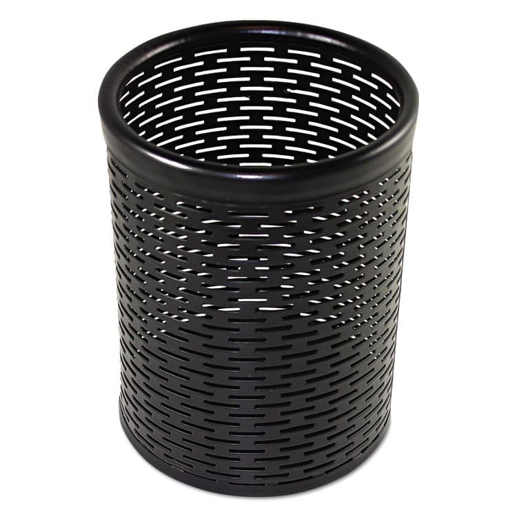 ARTISTIC LLC Urban Collection Punched Metal Pencil Cup, 3.5" Diameter x 4.5"h, Black (AOPART20005)