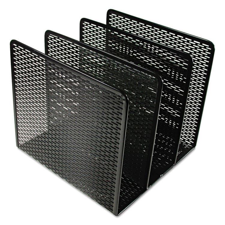 ARTISTIC LLC Urban Collection Punched Metal File Sorter, 3 Sections, Letter Size Files, 8" x 8" x 7.25", Black (AOPART20009)