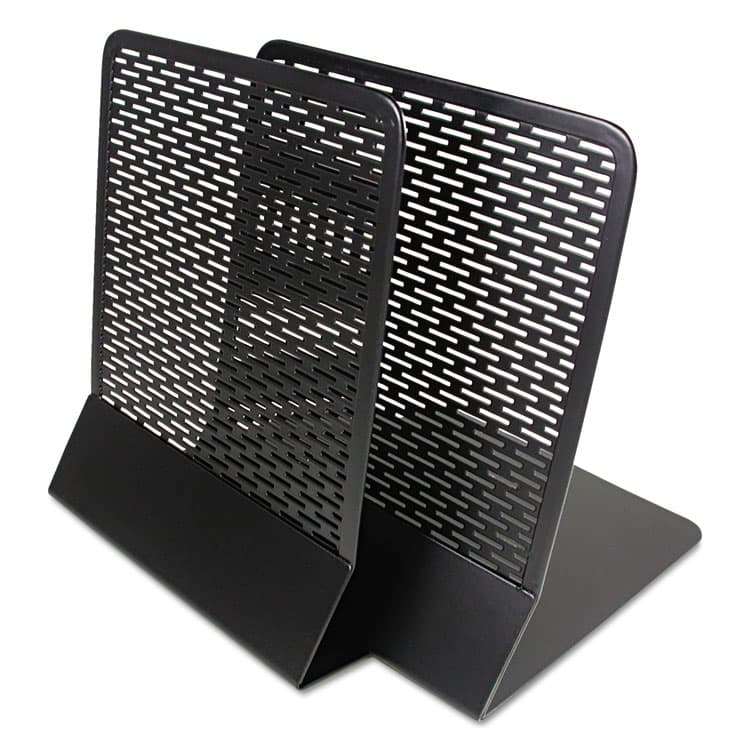 ARTISTIC LLC Urban Collection Punched Metal Bookends, Nonskid Base, 5.5 x 6.5 x 6.5, Perforated Steel, Black, Pair (AOPART20008) thumbnail 2