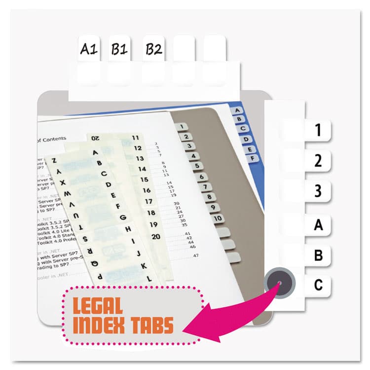 REDI-TAG CORPORATION Legal Index Tabs, Preprinted Alpha: A to Z, 1/12-Cut, White, 0.44" Wide, 104/Pack (RTG31005) thumbnail 3