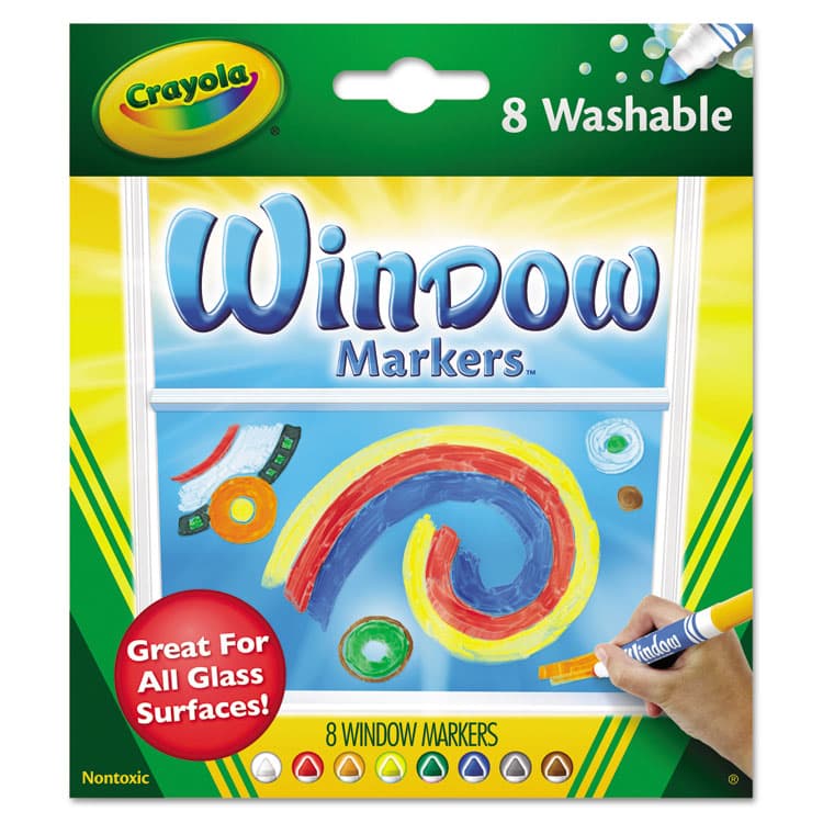 BINNEY & SMITH / CRAYOLA Washable Window FX Marker, Broad Bullet Tip, Assorted Colors, 8/Pack (CYO588165)