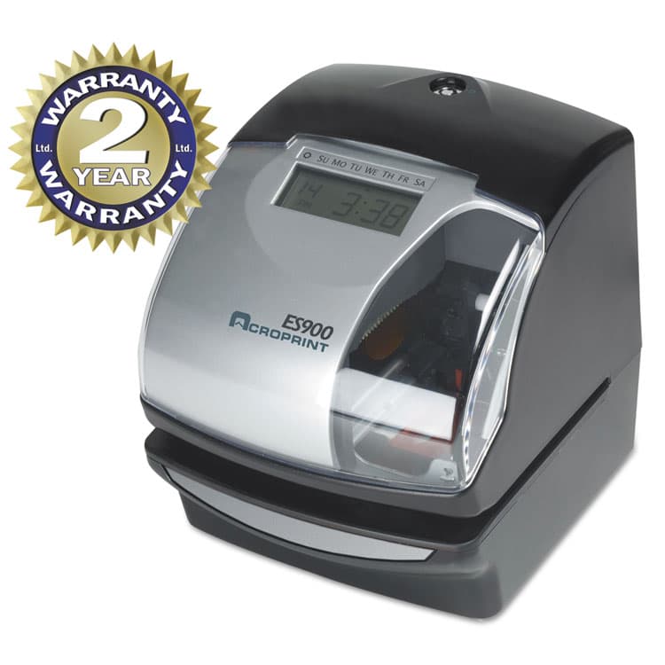 ACRO PRINT TIME RECORDER ES900 Atomic Electronic Payroll Recorder, Time Stamp and Numbering Machine, Digital Display, Black (ACP010209000)
