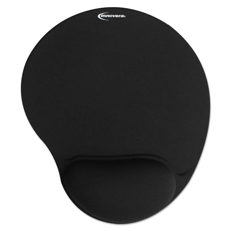 INNOVERA Mouse Pad with Fabric-Covered Gel Wrist Rest, 10.37 x 8.87, Black (IVR50448)