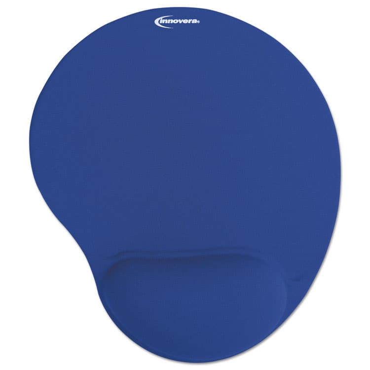 INNOVERA Mouse Pad with Fabric-Covered Gel Wrist Rest, 10.37 x 8.87, Blue (IVR50447)