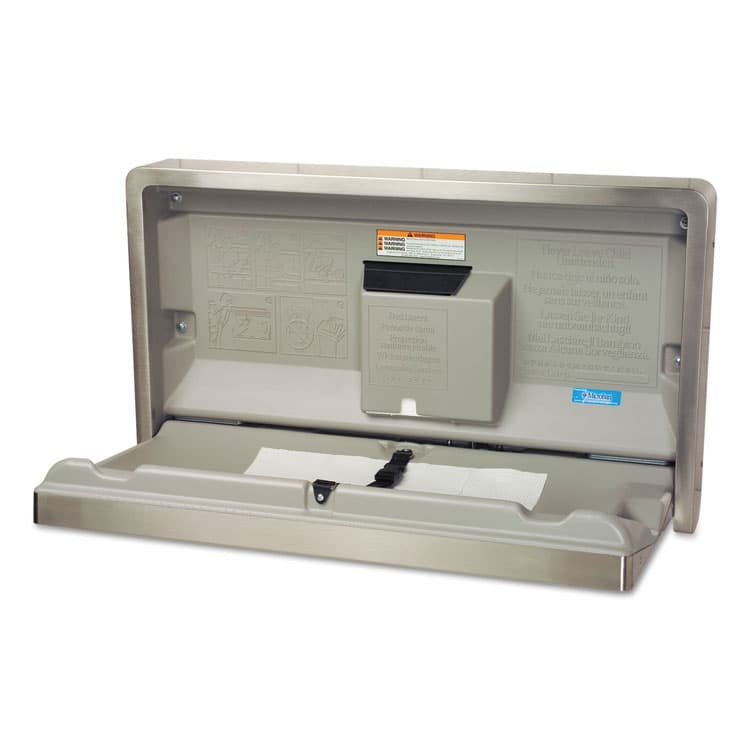 BOBRICK WASHROOM Horizontal Baby Changing Station, 35.25 x 20, Stainless Steel/Beige (KKPKB110SSWM)