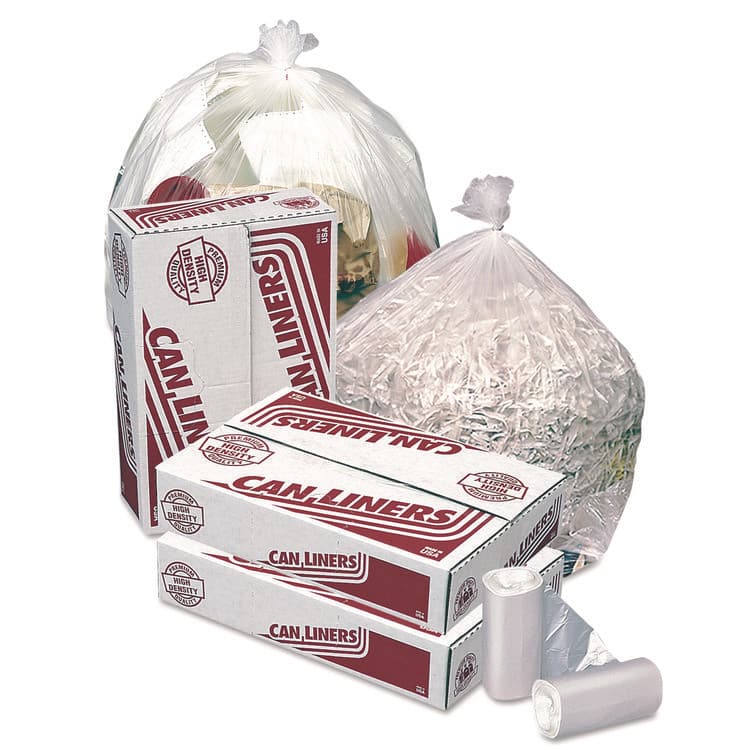 PITT PLASTICS High-Density Coreless Mini-Roll Can Liners, 30 gal, 10 mic, 30" x 37", Natural, Perforated Roll, 500/Carton (PITMR30371MC)