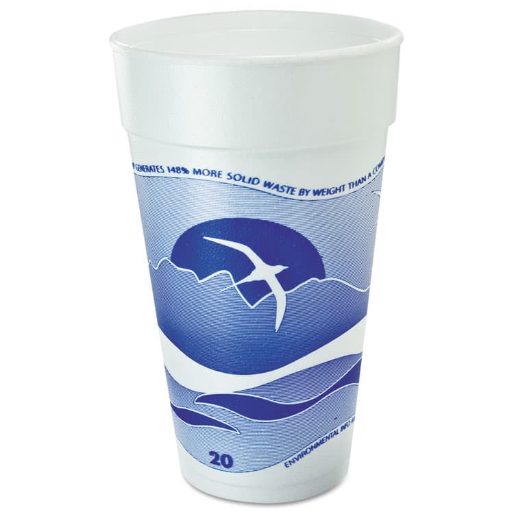 DART Horizon Hot/Cold Foam Drinking Cups, 20 oz, White/Blueberry, 25/Bag, 20 Bags/Carton (DCC20J16H)