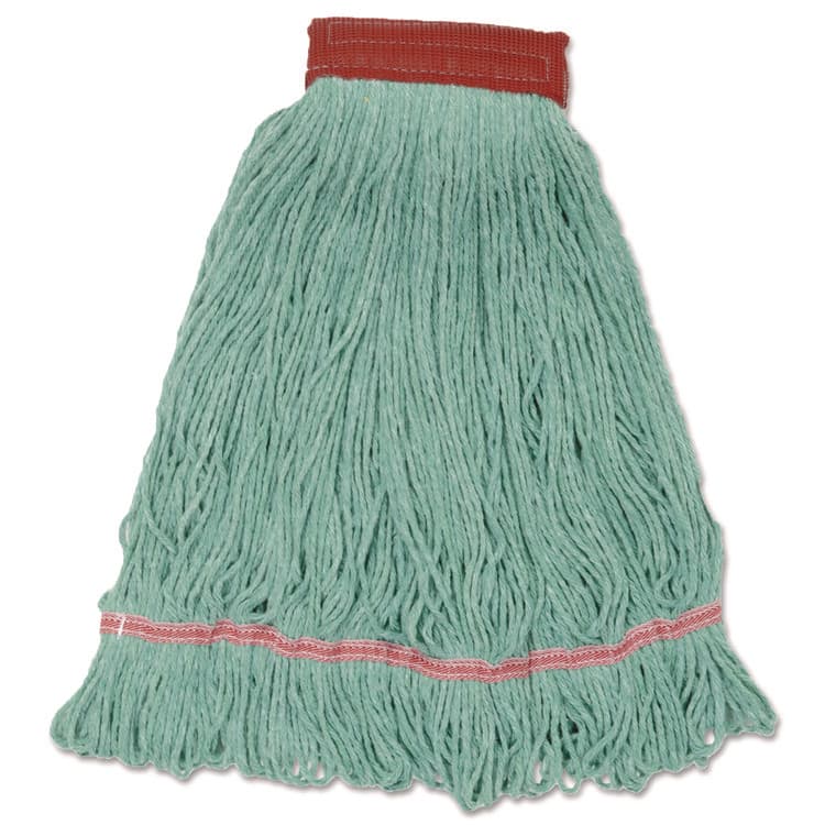 BOARDWALK Wideband Looped-End Mop Heads, Cotton/Rayon/Synthetic, Large, Green, 12/Carton (BWKLM30314L)