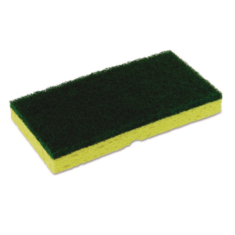 CONTINENTAL COMMERCIAL PRODUCTS Medium-Duty Scrubber Sponge, 3.13 x 6.25, 0.88" Thick, Yellow/Green, 5/Pack, 8 Packs/Carton (CMCSS652)