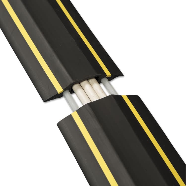 D-LINE Medium-Duty Floor Cable Cover, 3.25 x 0.5 x 6 ft, Black with Yellow Stripe (DLNFC83H) thumbnail 2