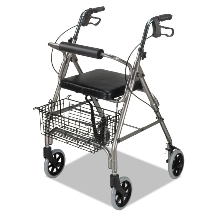 BRIGGS HEALTHCARE Ultra Lightweight Rollator, Adjusts 33.75" to 38", 300 lb Capacity, Titanium (BGH50110124100) thumbnail 2