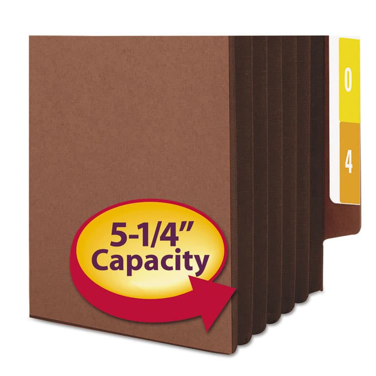 SMEAD MANUFACTURING CO. Redrope Drop-Front End Tab File Pockets, Fully Lined 6.5" High Gussets, 5.25" Expansion, Legal Size, Redrope/Brown, 10/Box (SMD74691) thumbnail 4